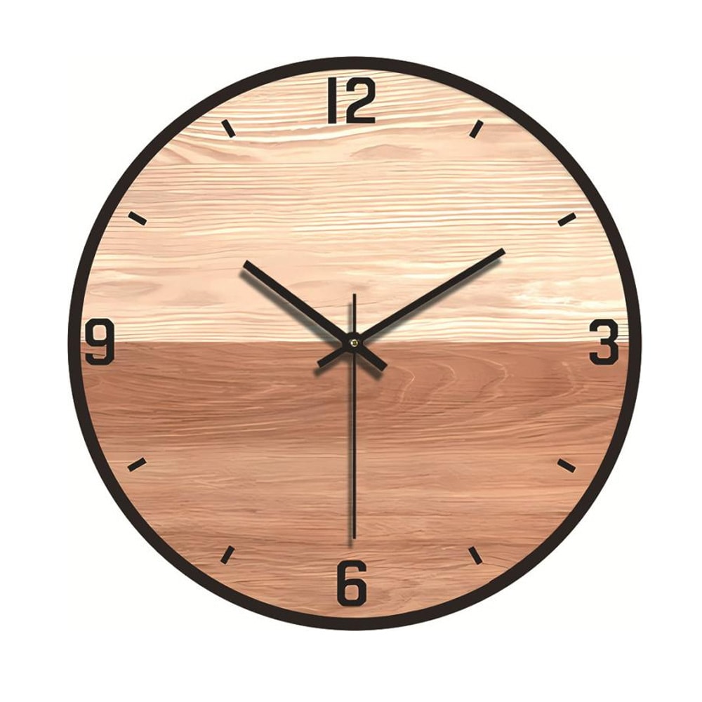Väggklocka 30cm - Trä med svart ram