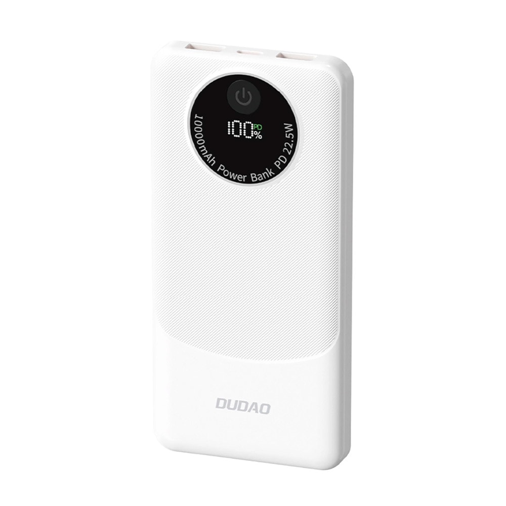 Dudao Powerbank 10000 mAh – PD 22,5 W med USB-C och 2×USB-A – Vit
