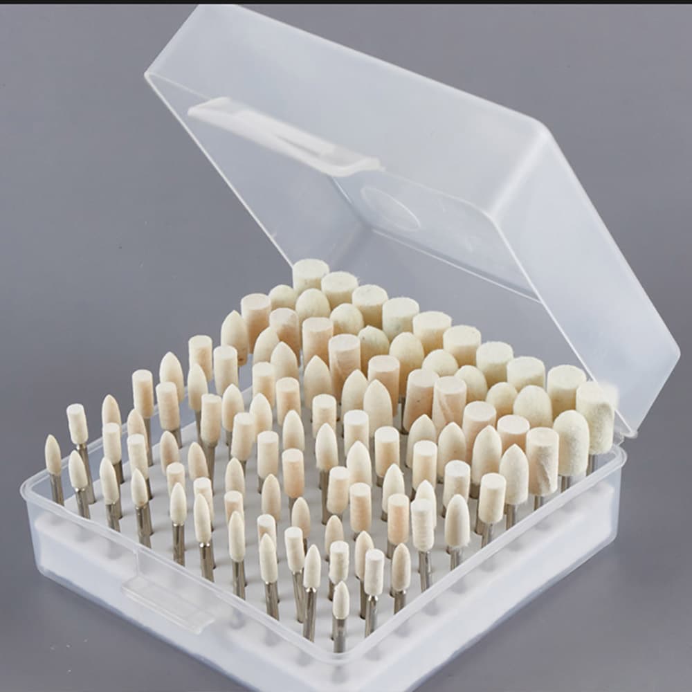 Poleringshuvuden i ull 100 delar med 3 mm skaft