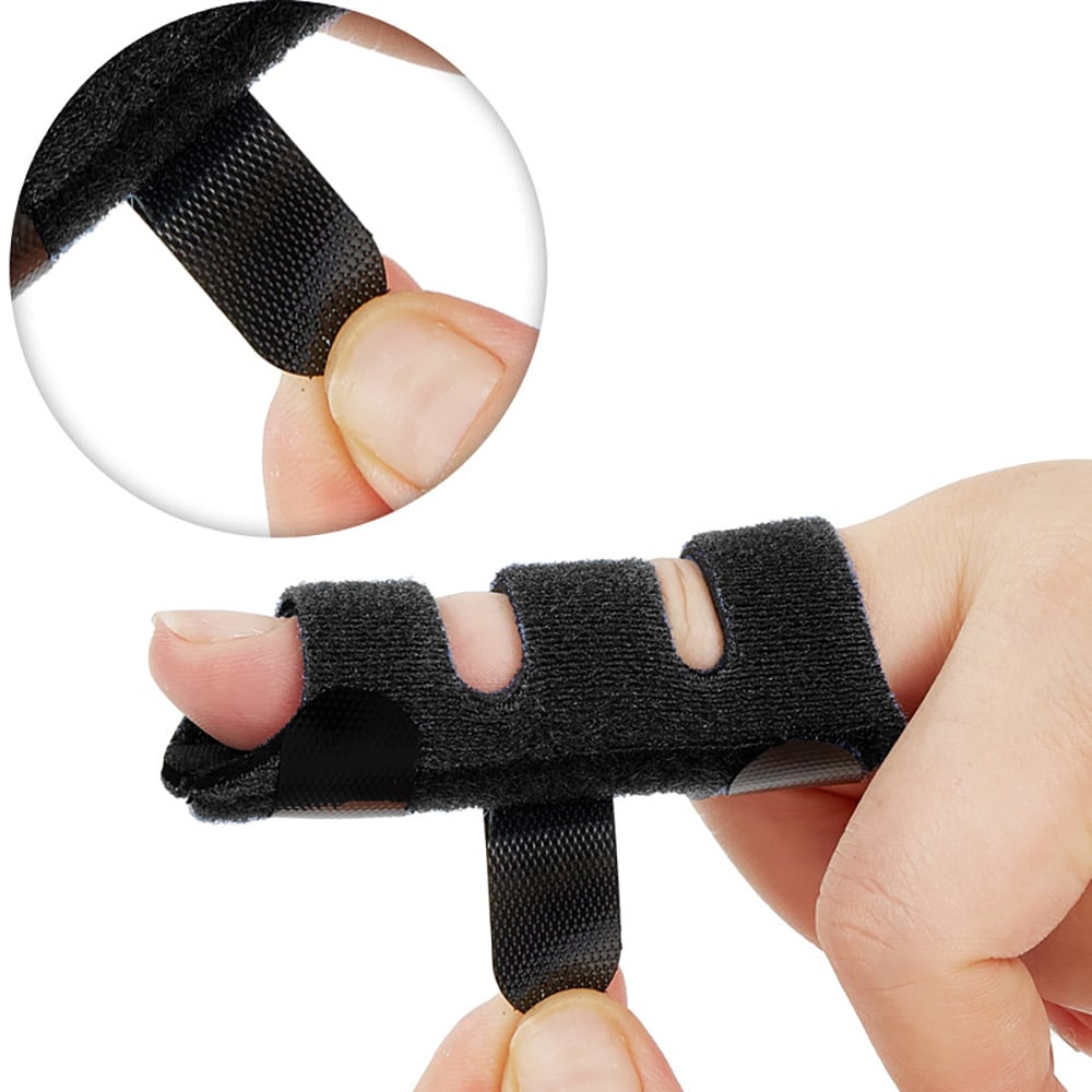 Fingerstöd med fixeringsrem i aluminium och tyg