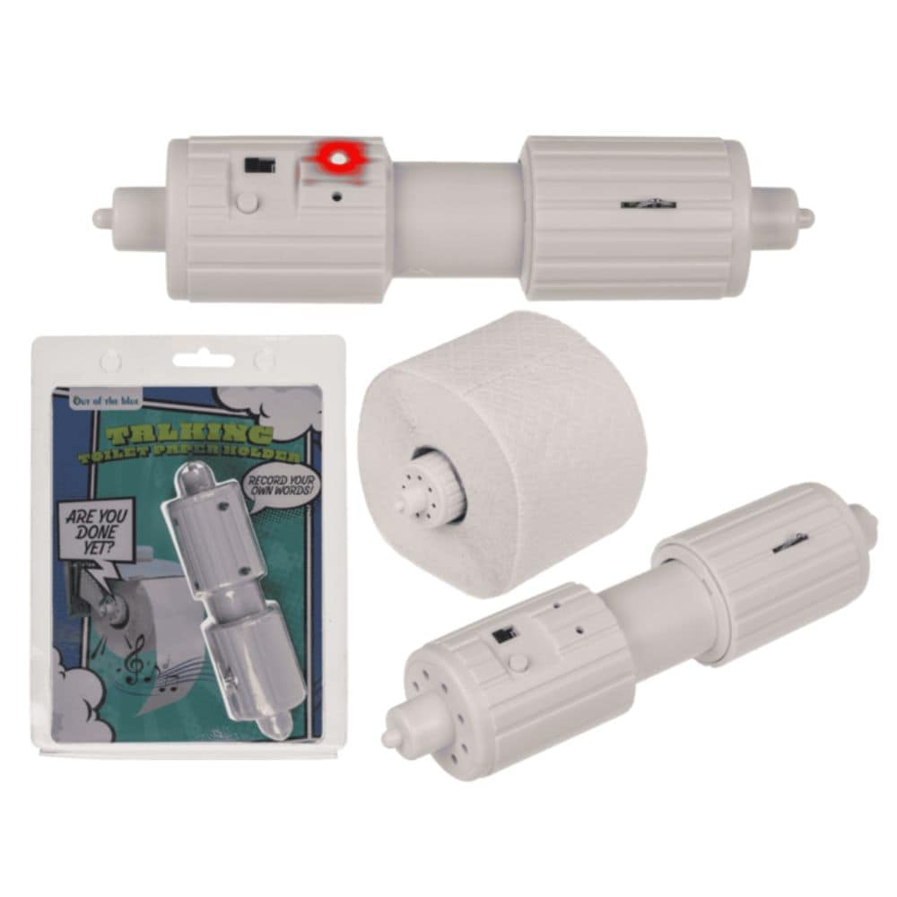 Pratande toapappershållare med inspelningsfunktion