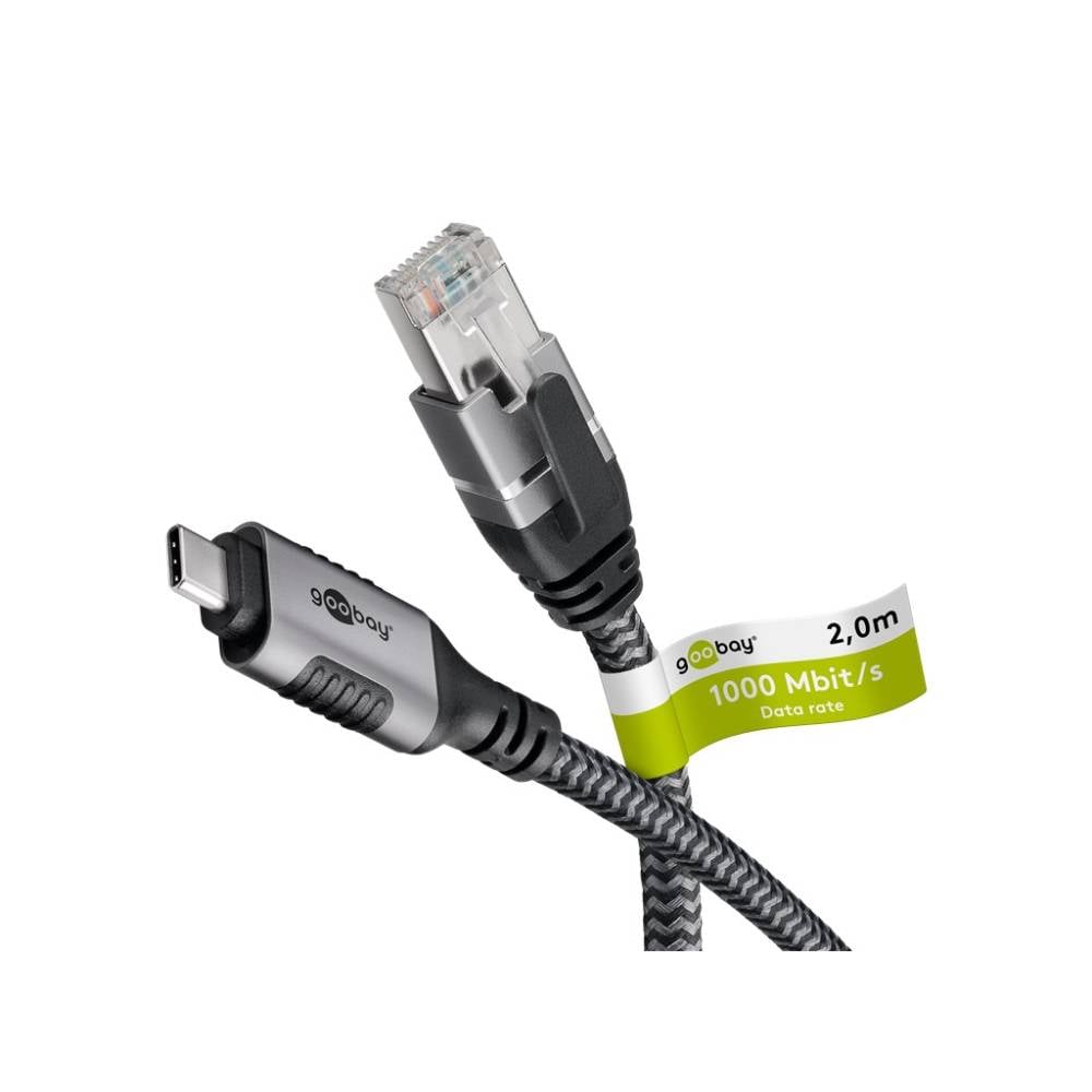 Goobay USB-C till RJ45 Ethernet-kabel 2 m – 1 Gbit/s