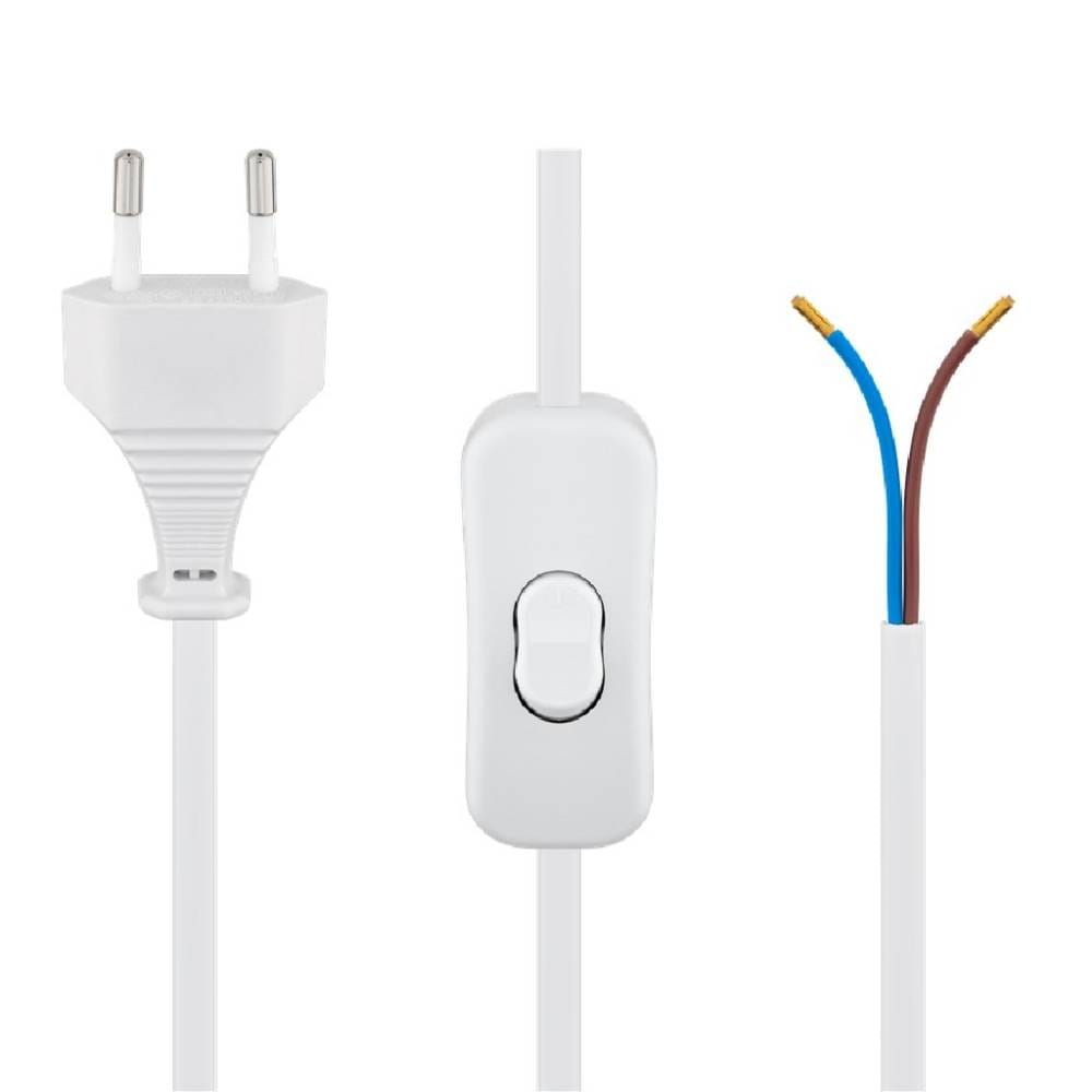 Goobay Strömkabel 1,5 m med Europlug och strömbrytare – Vit