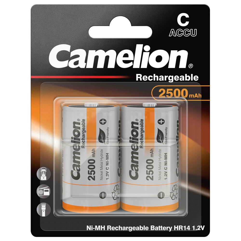 Camelion Ni-MH HR14 C uppladdningsbara batterier 2500mAh 1,2V 2-pack