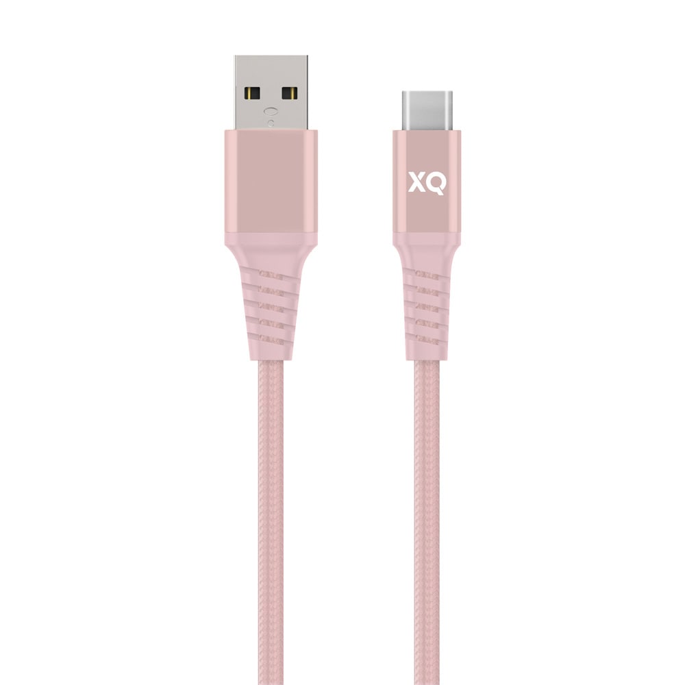 XQISIT Flätad USB-kabel - USB-C till USB 2m - Rosa