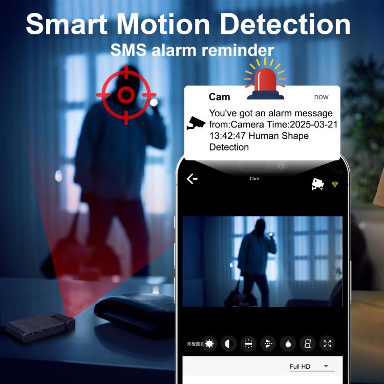 Minikamera med 1080P HD WiFi-videoinspelning – Svart