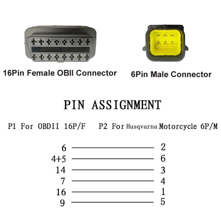 OBD2-kabel 6 Pin till 16 Pin adapter för Husqvarna MC