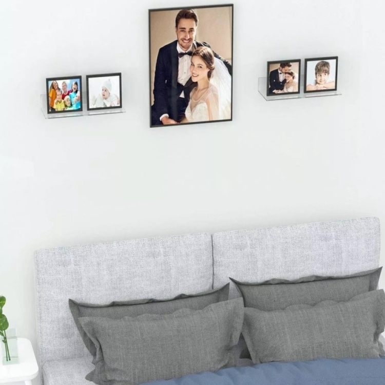 Vägghyllor i klarplast 30x15x6,3cm 2-pack