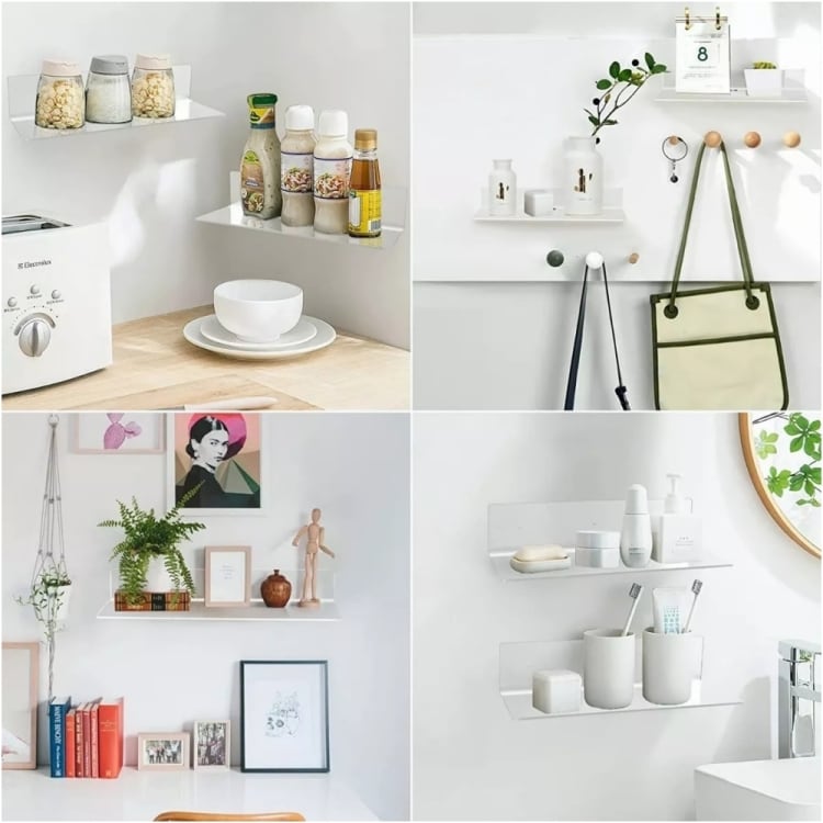 Vägghyllor i klarplast 30x15x6,3cm 2-pack