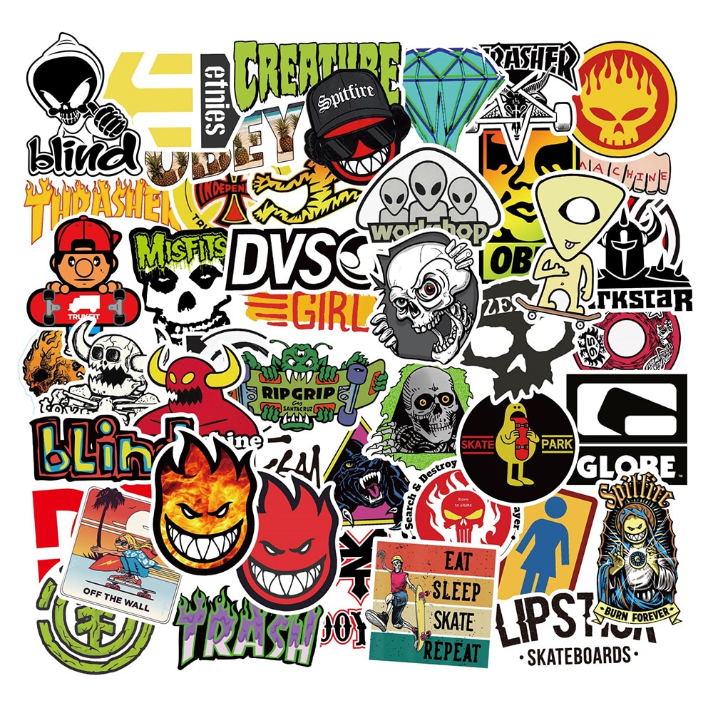 Klistermärken med Skatetema 100-pack