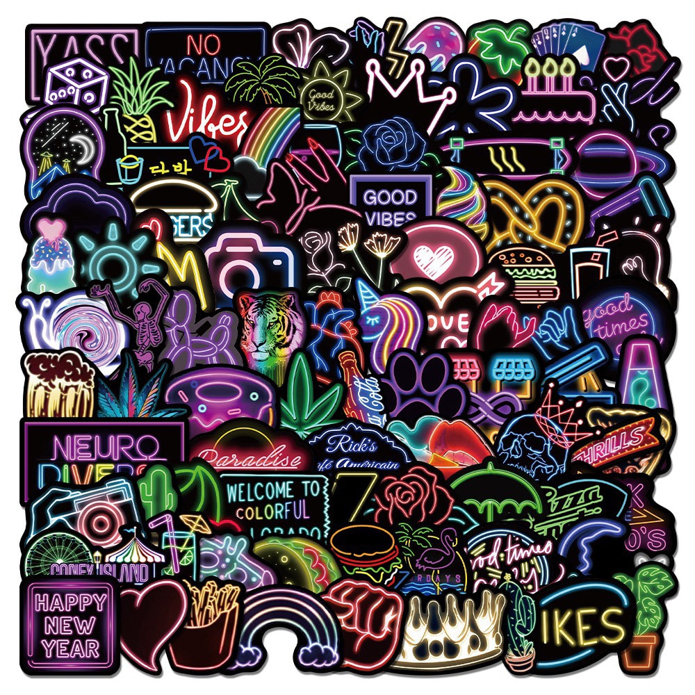 Graffiti-klistermärken neon 100-pack