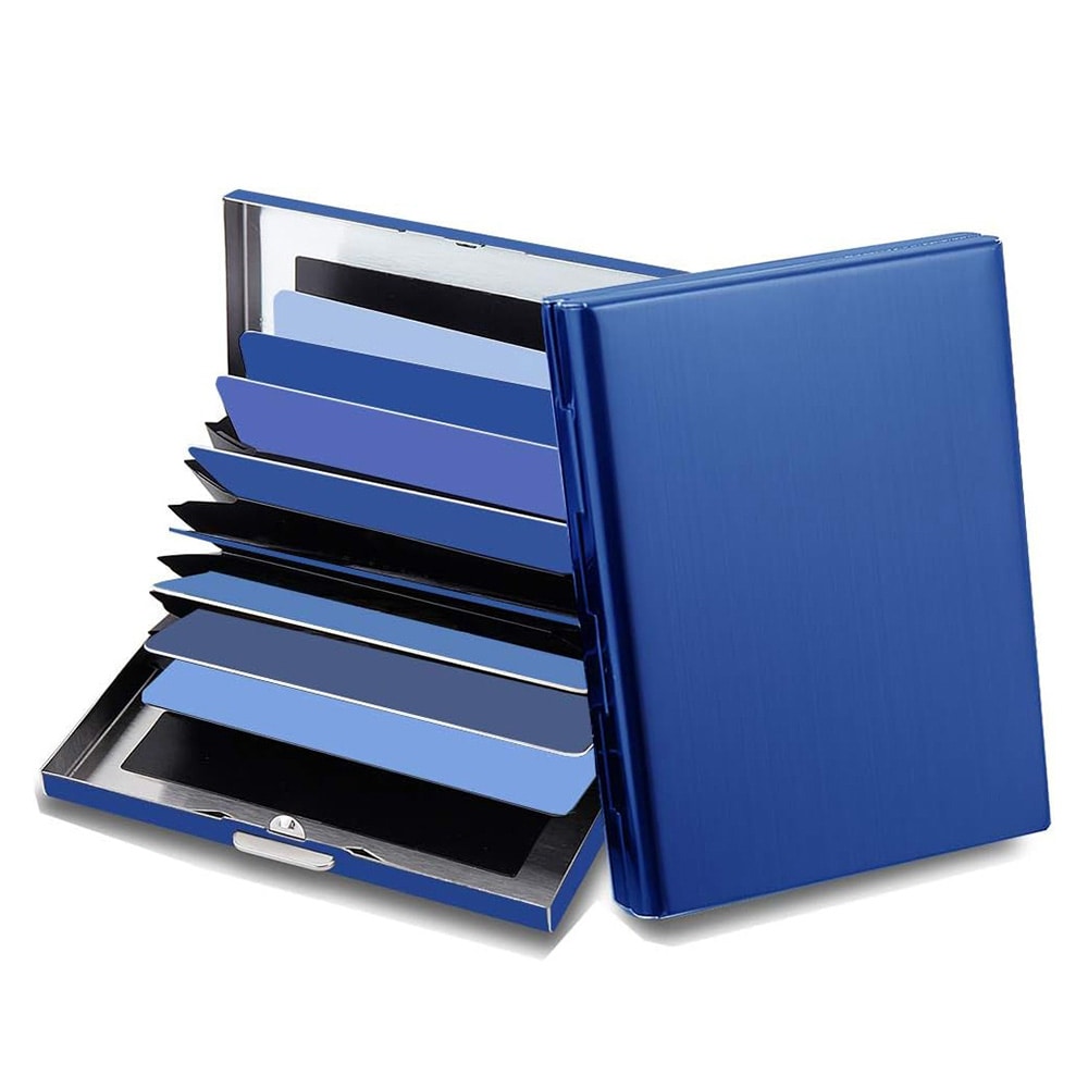 Korthållare i rostfritt stål - Blå