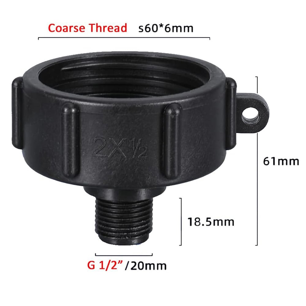 Koblingsadapter til IBC-tank S60x6mm til 1/2'' gevind 2-pak