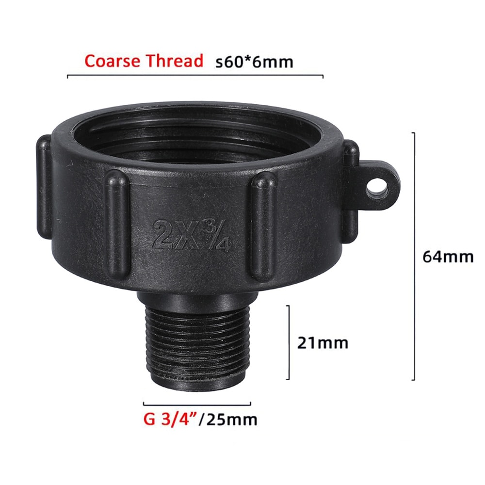Koblingsadapter til IBC-tank S60x6mm til G 3/4'' gevind 2-pak
