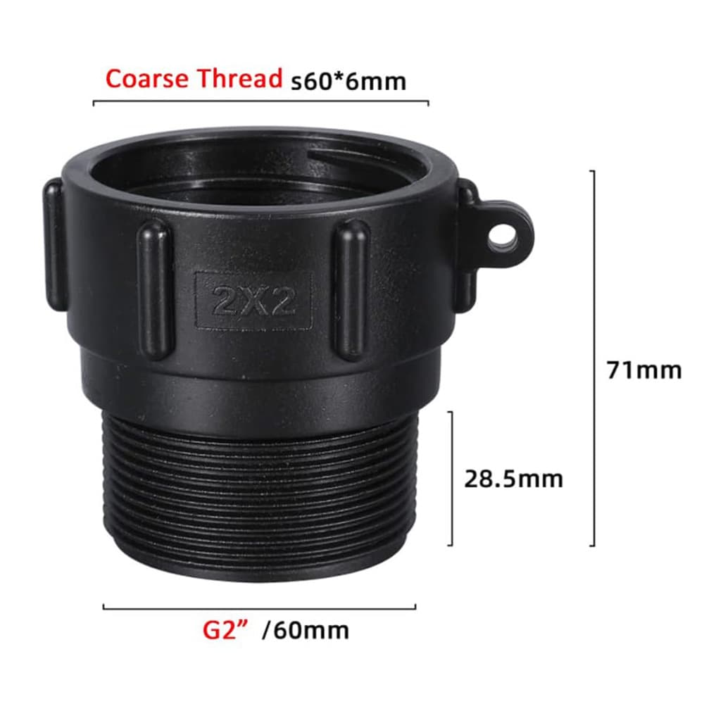 Koblingsadapter til IBC-tank S60x6mm til 2''-gevind 2-pak
