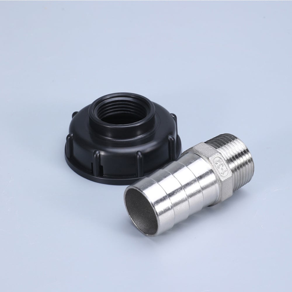 Koblingsadapter til IBC-tank S60x6mm til 32mm slangekobling i rustfrit stål