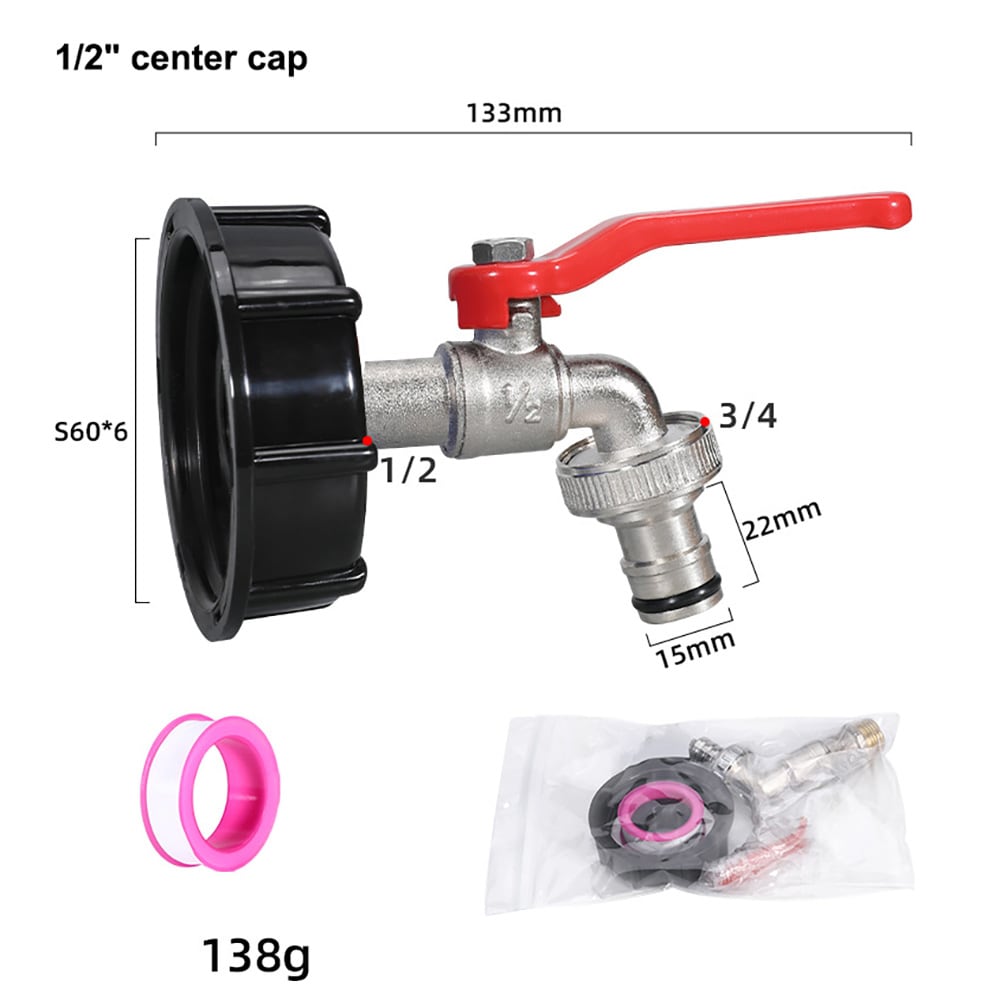 Kran til IBC-tank med 15 mm slangetilslutning