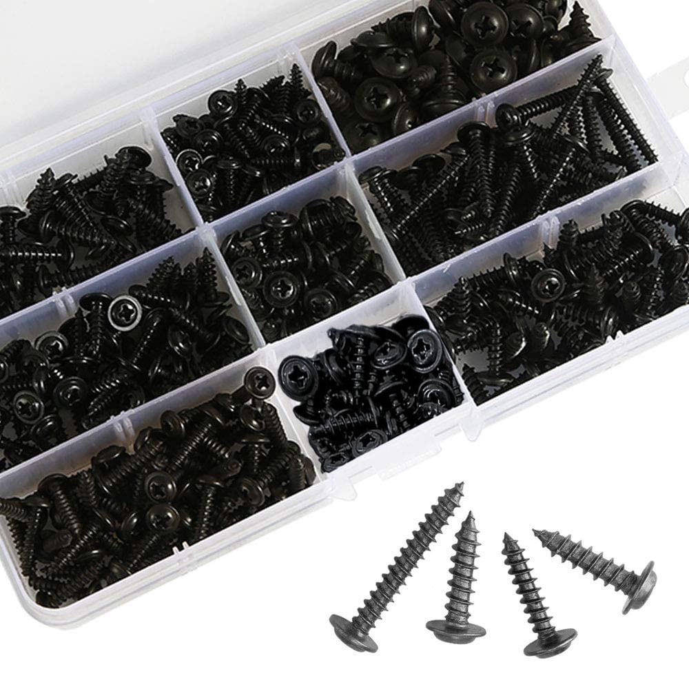 Låda med självgängande skruvar 360 delar i kolstål