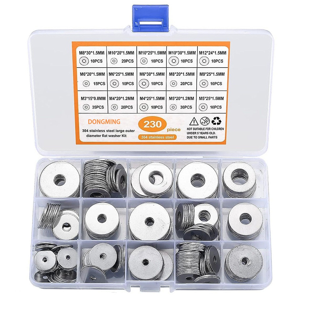 Brickor i rostfritt stål med stor ytterdiameter 230 delar