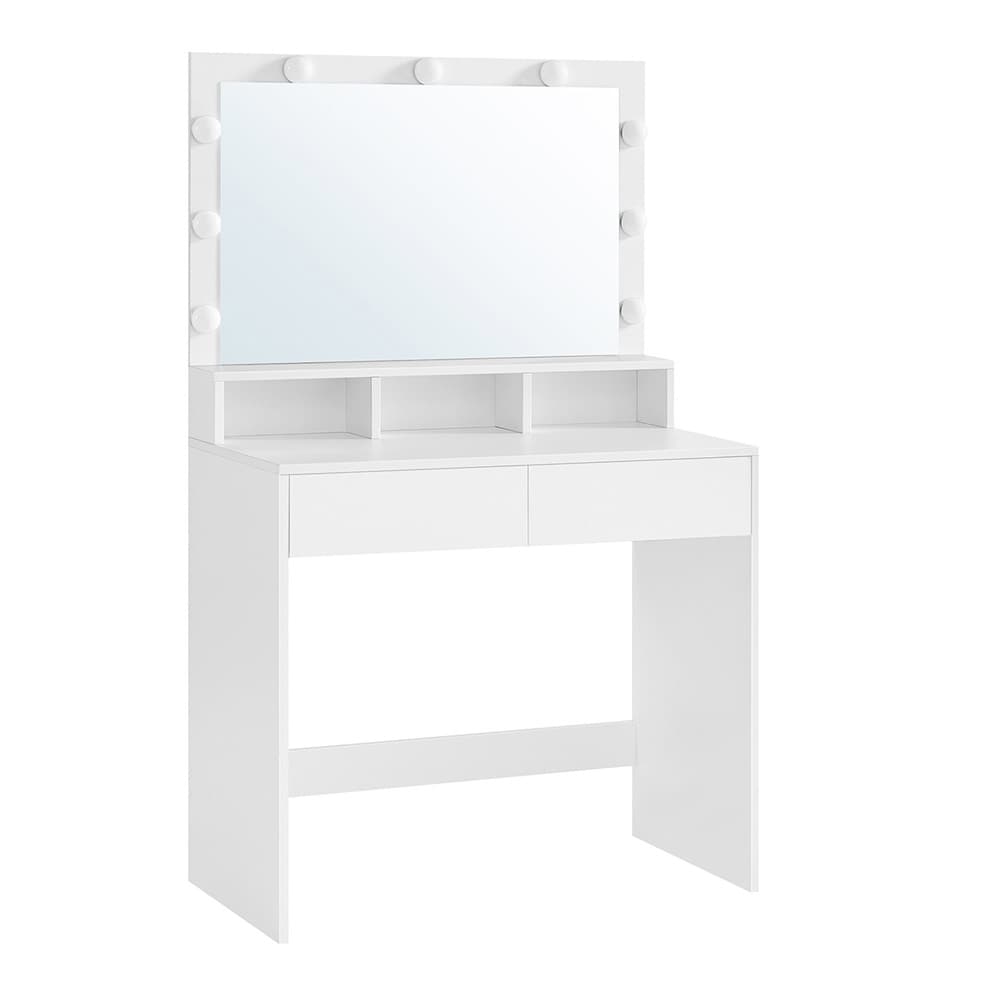 Sminkbord med spegel och LED-belysning – Vit