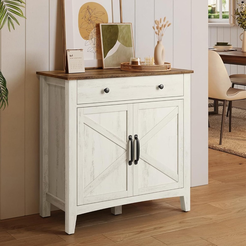 Förvaringsskåp 80 cm Country Style rustik - vit/brun