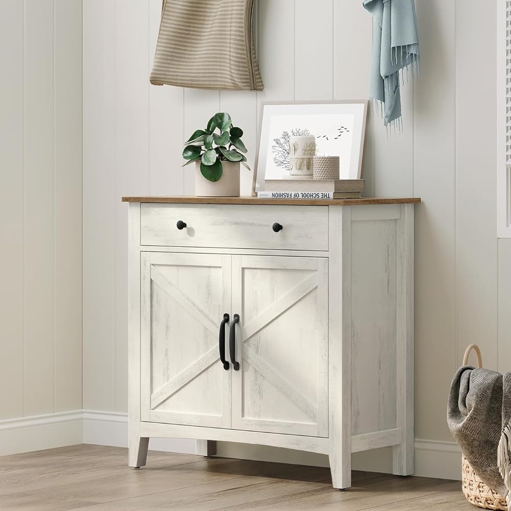 Förvaringsskåp 80 cm Country Style rustik - vit/brun