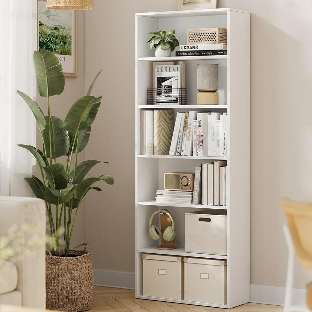 Bokhylla med 6 hyllor - Vit