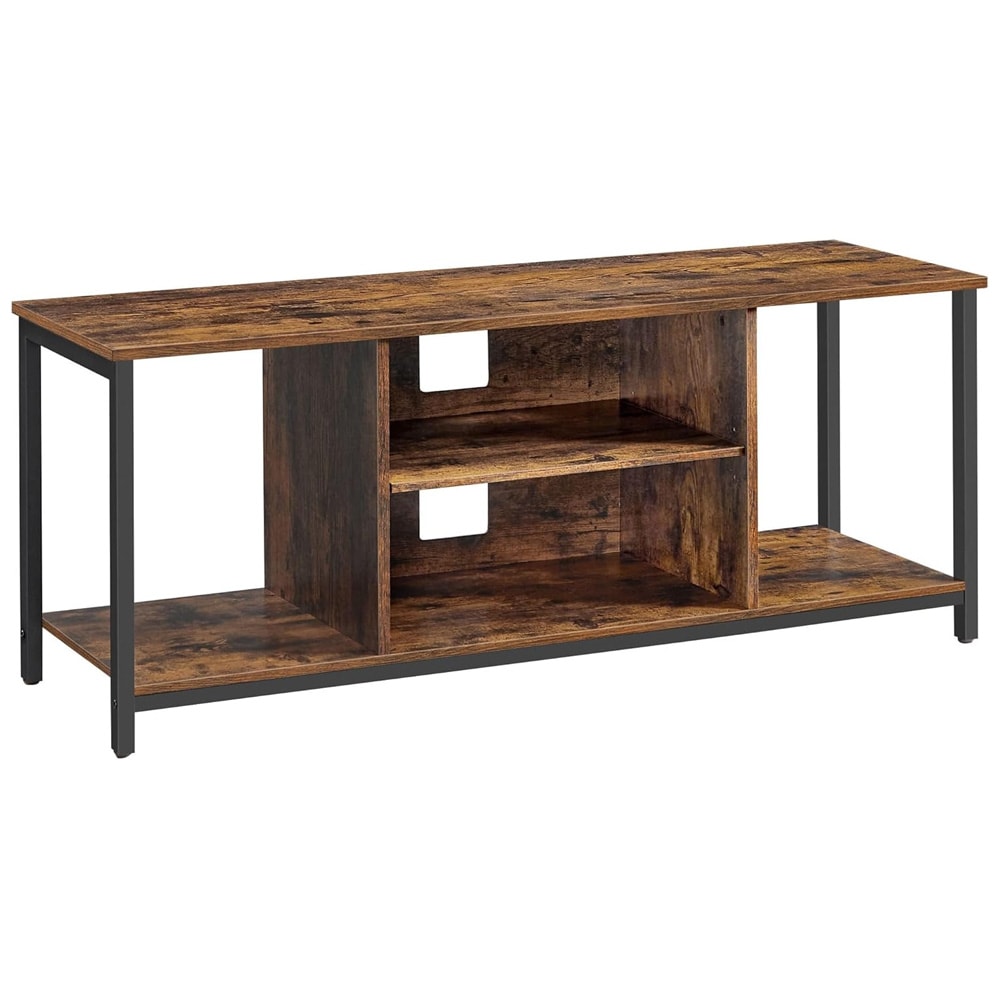 TV-bänk 120 cm med 4 hyllor – Rustik brun