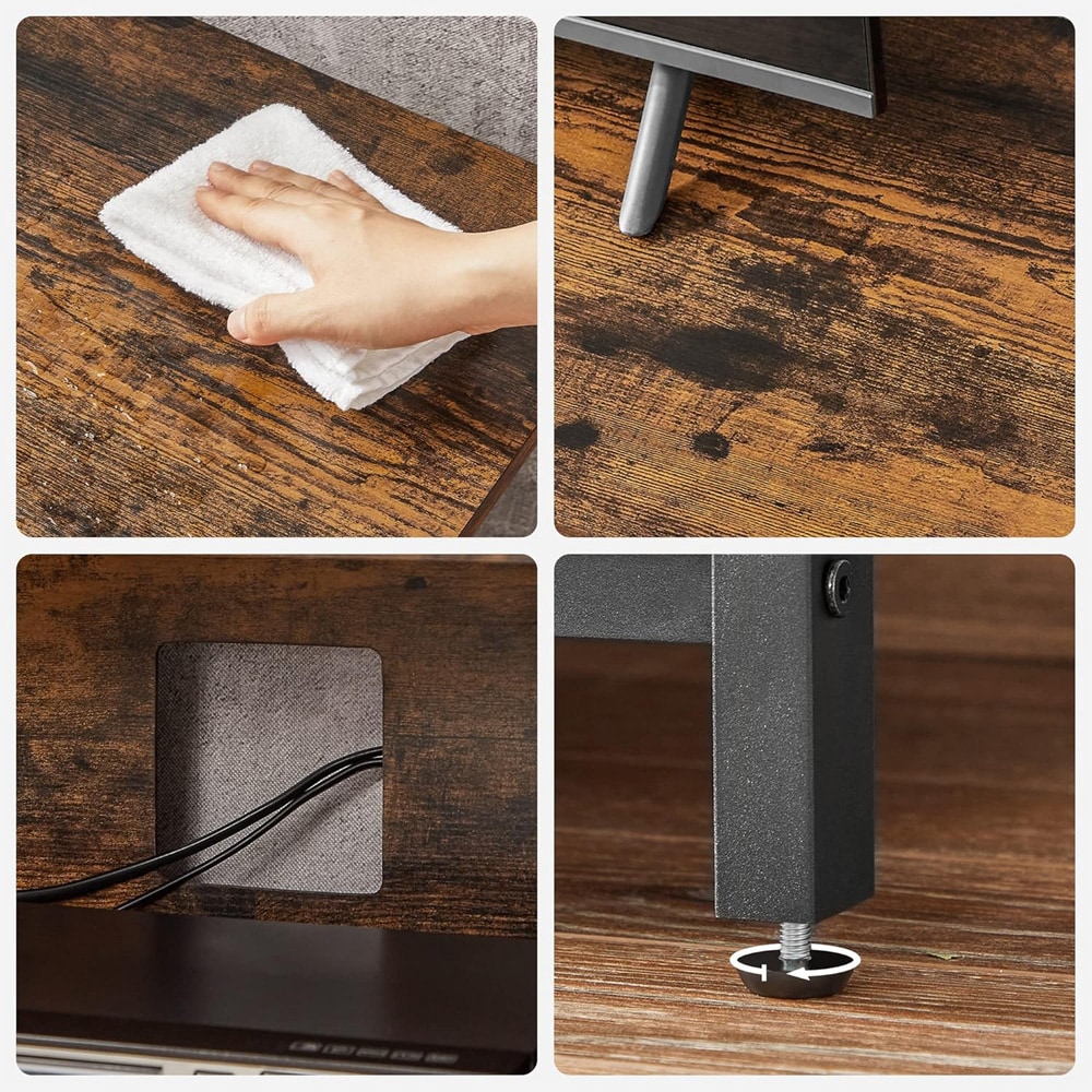 TV-bänk 120 cm med 4 hyllor – Rustik brun