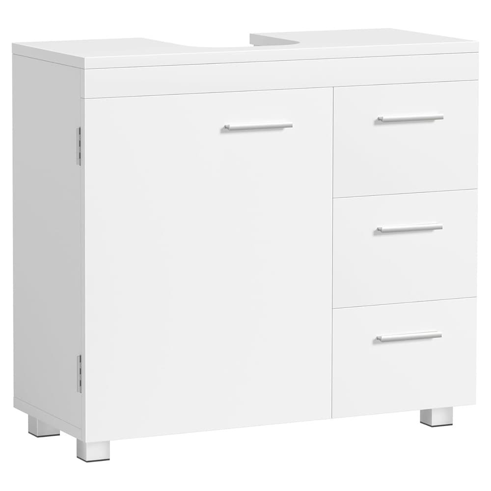 Tvättställsunderskåp med 3 lådor och dörr – Vit