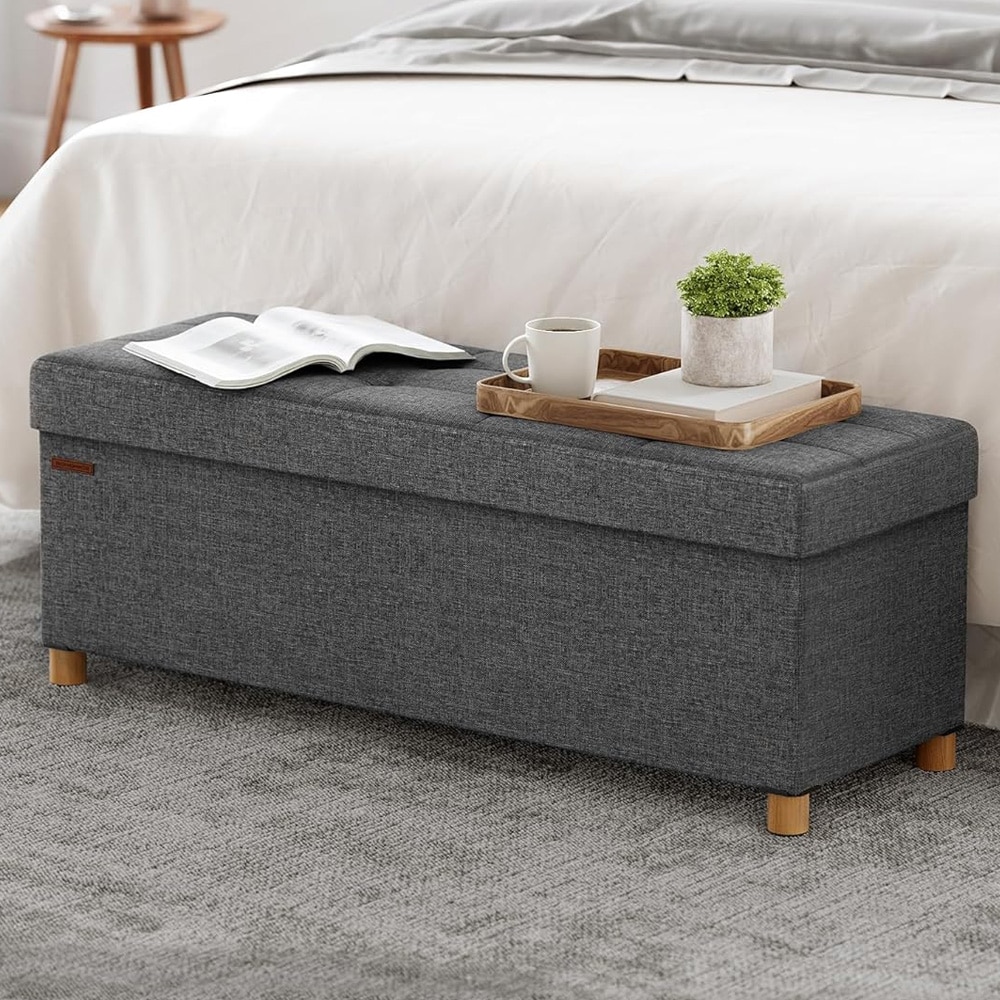 Stor fotpall med förvaring 110 × 40 × 38 cm – Grå
