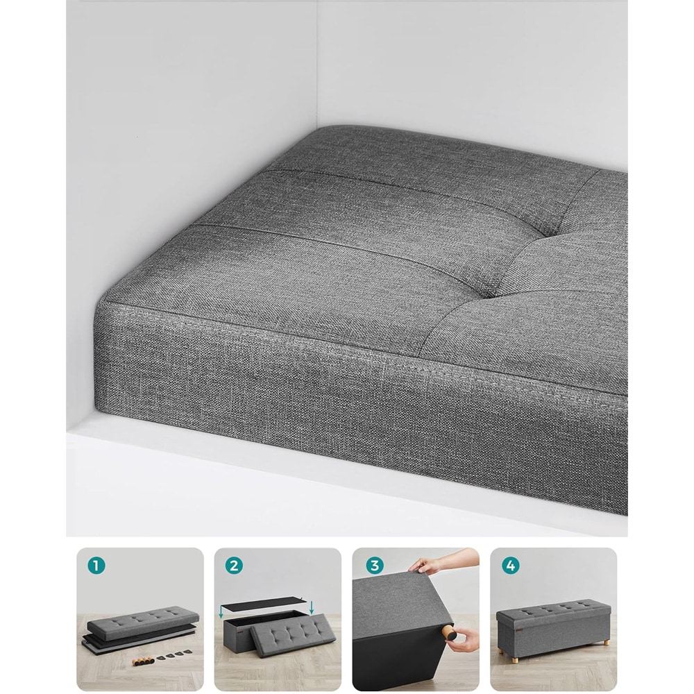 Stor fotpall med förvaring 110 × 40 × 38 cm – Grå