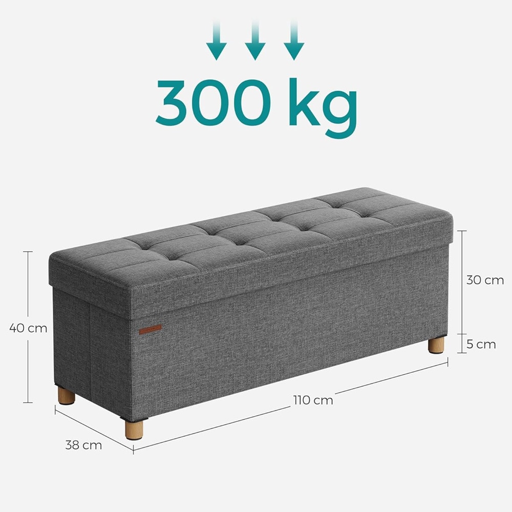 Stor fotpall med förvaring 110 × 40 × 38 cm – Grå