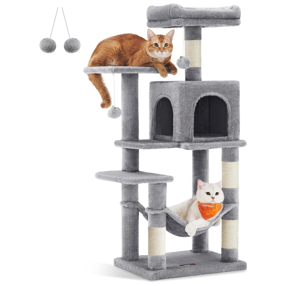 Klösträd med koja, hammock och flera nivåer – Grå/Beige