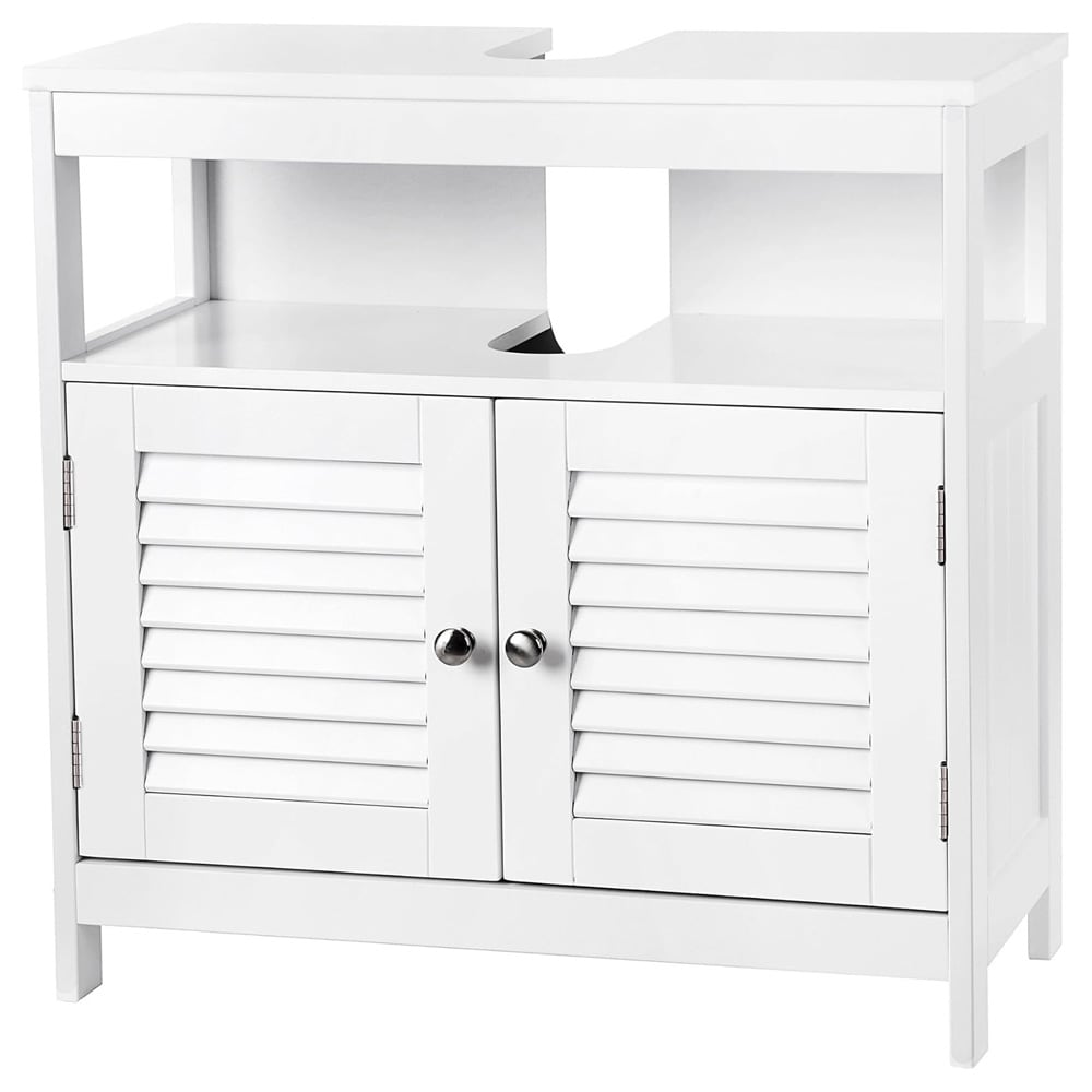 Tvättställsunderskåp med lamelldörrar - Vit