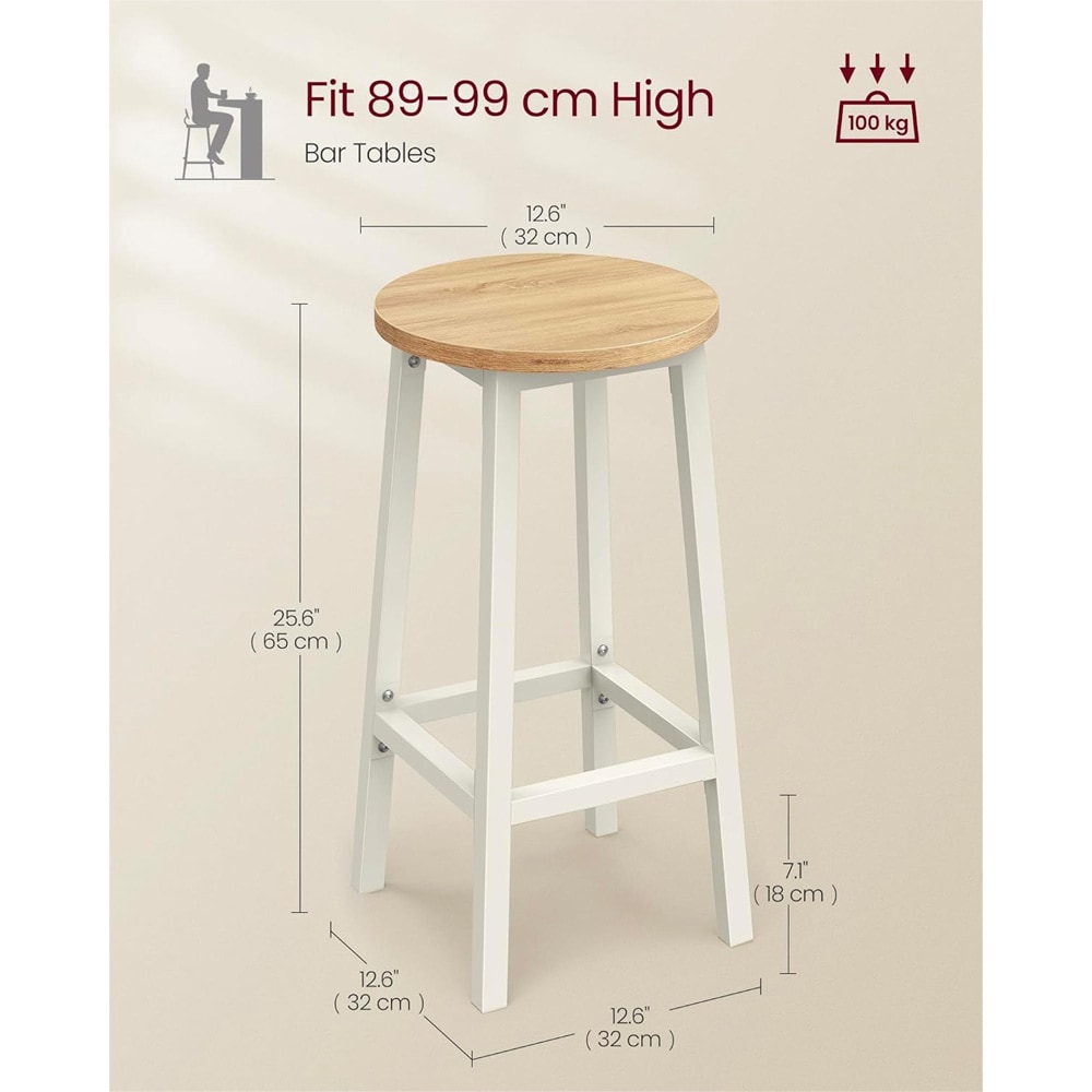 Barstolar 65 cm set om 2 – Vit/Ek