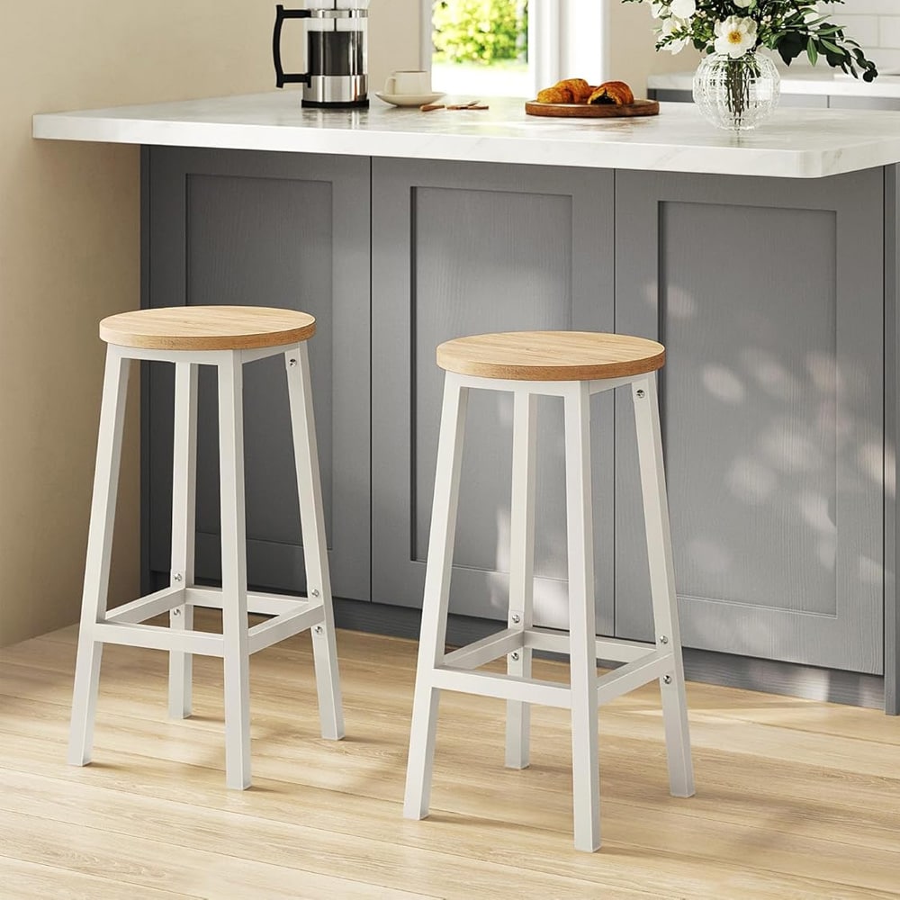 Barstolar 65 cm set om 2 – Vit/Ek