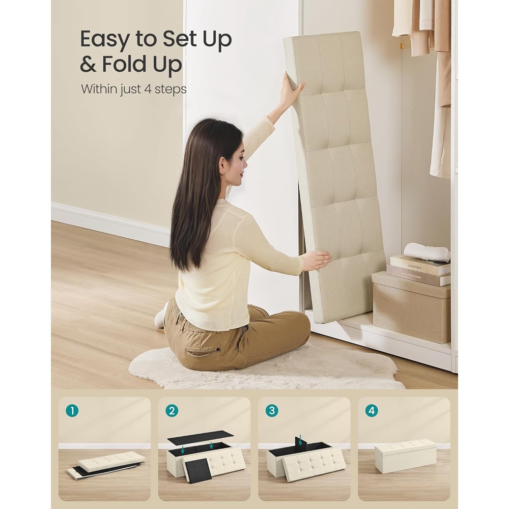 Stor fotpall med förvaring 110 × 38 × 38 cm – Beige