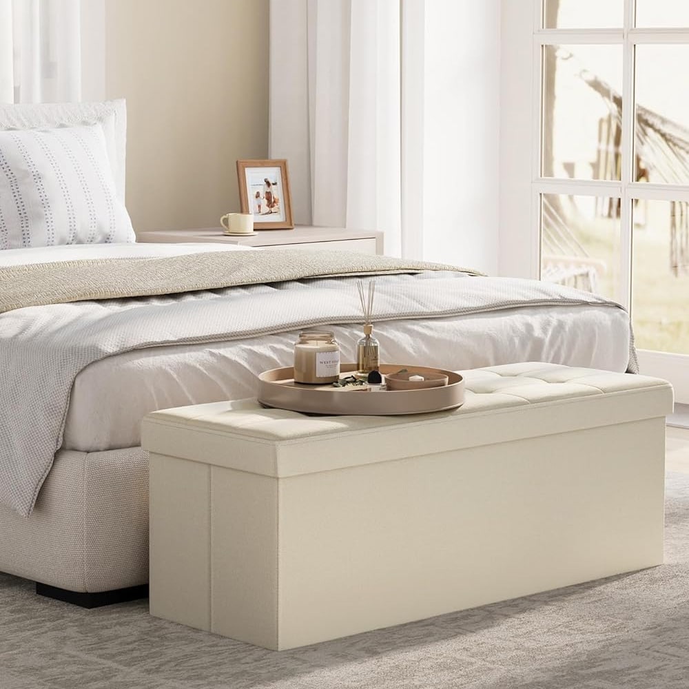 Stor fotpall med förvaring 110 × 38 × 38 cm – Beige