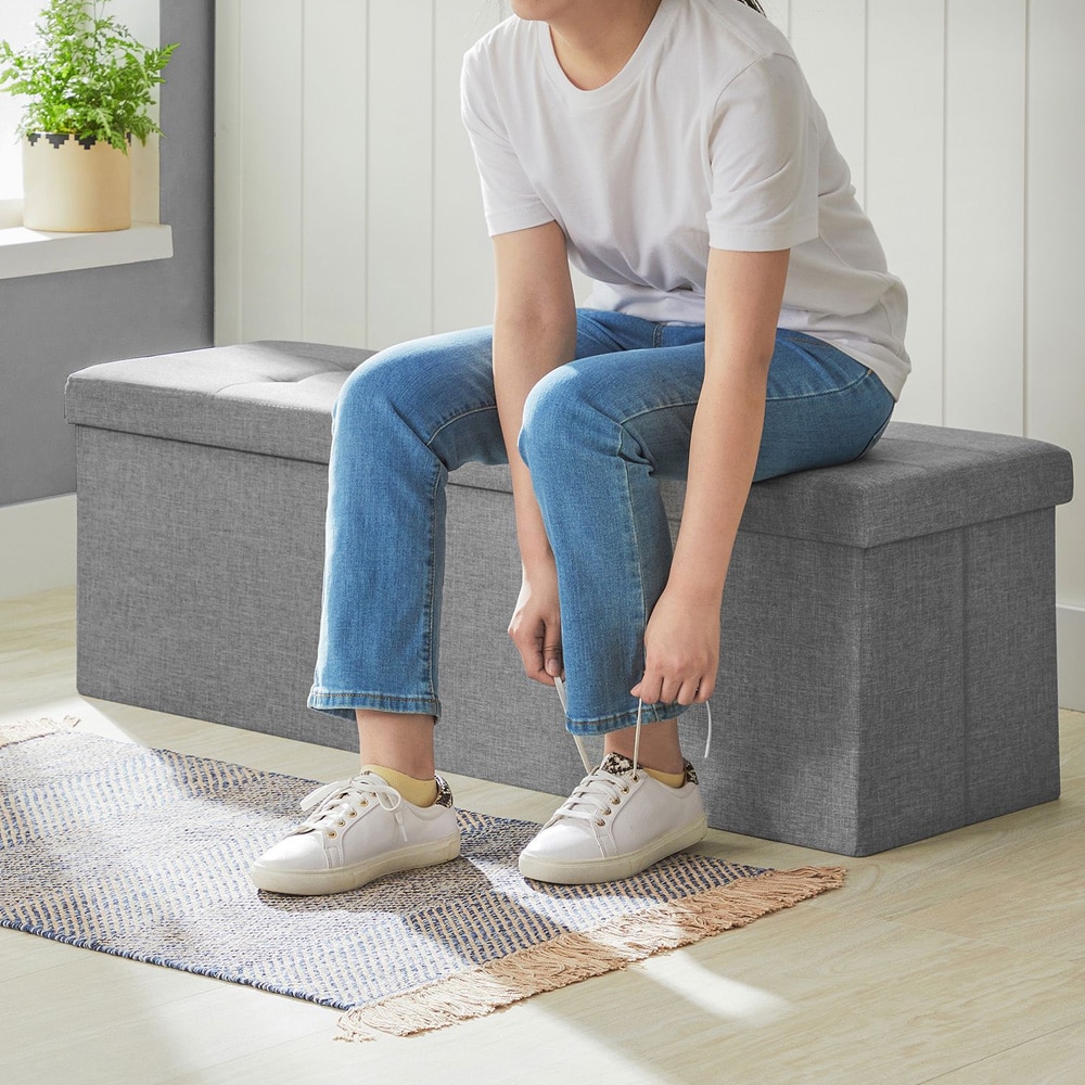 Stor fotpall med förvaring 110 × 40 × 38 cm – Grå