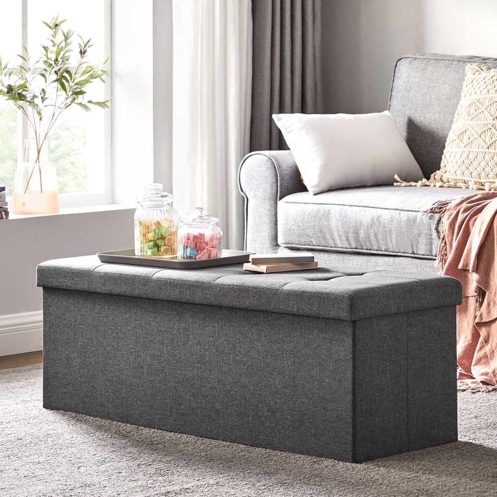 Fotpall med förvaring 76x38x38cm - Grå