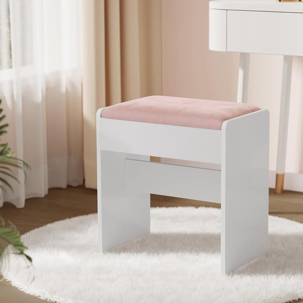 Sminkpall i sammet – Vit/Rosa