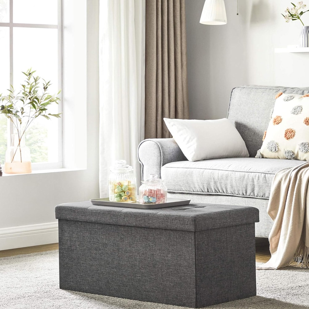 Fotpall med förvaring 76x38x38cm - Grå
