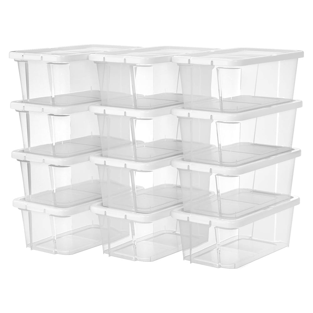 Förvaringslådor för skor med lock i plast 12-pack