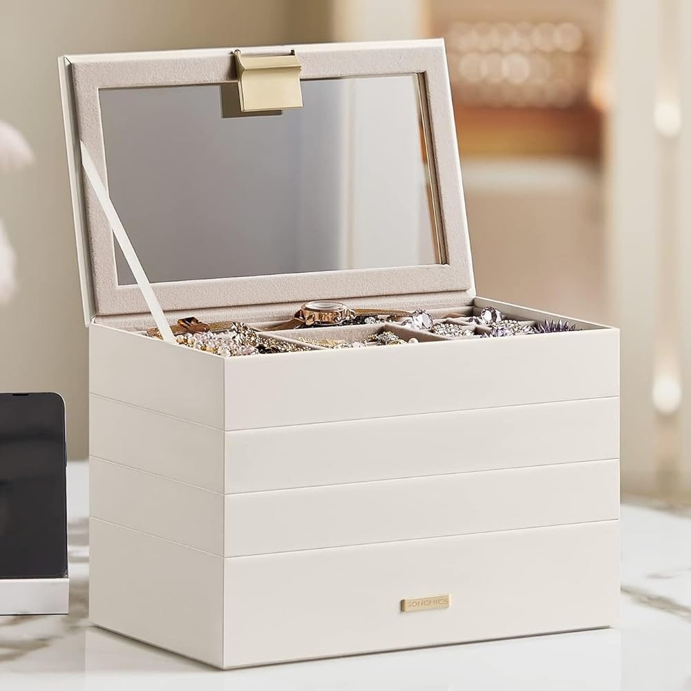 Stapelbara smyckeslådor med 4 nivåer - Vit