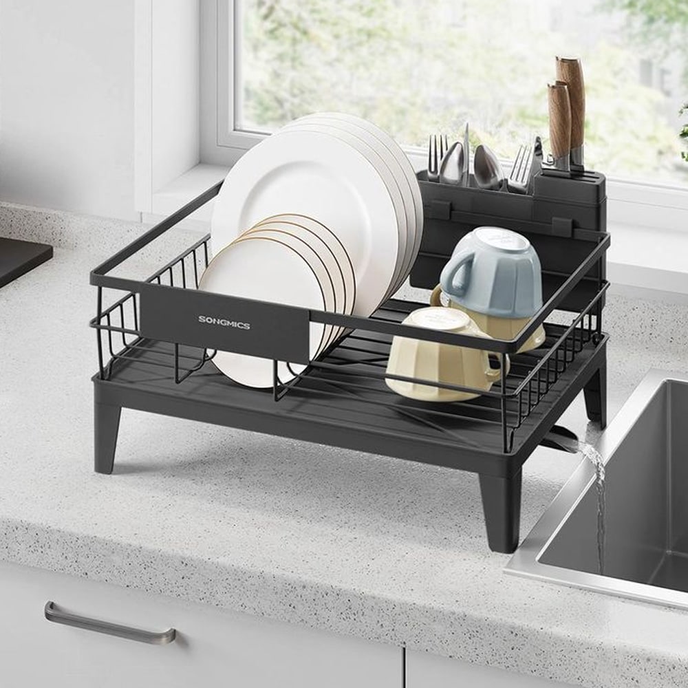 Diskställ med avrinningspip - Svart/silver