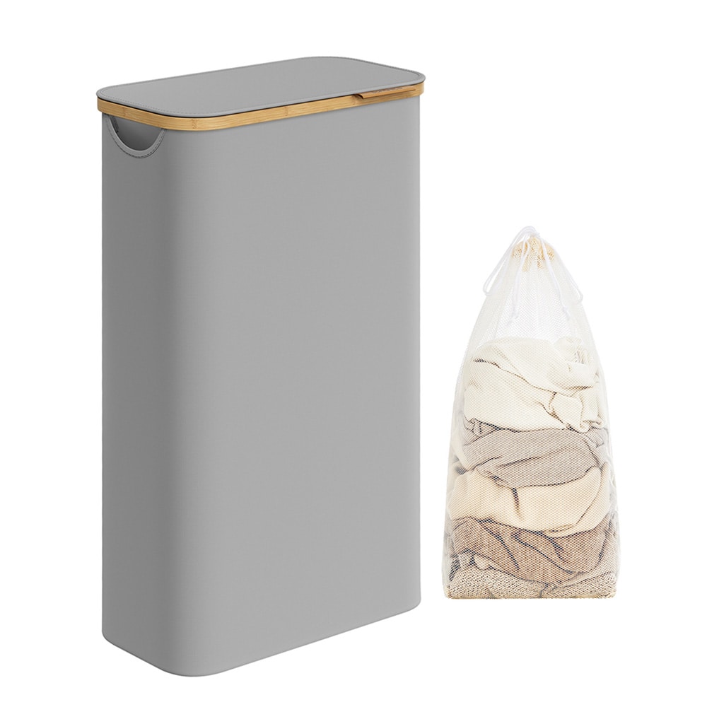 Tvättkorg med lock - Grå