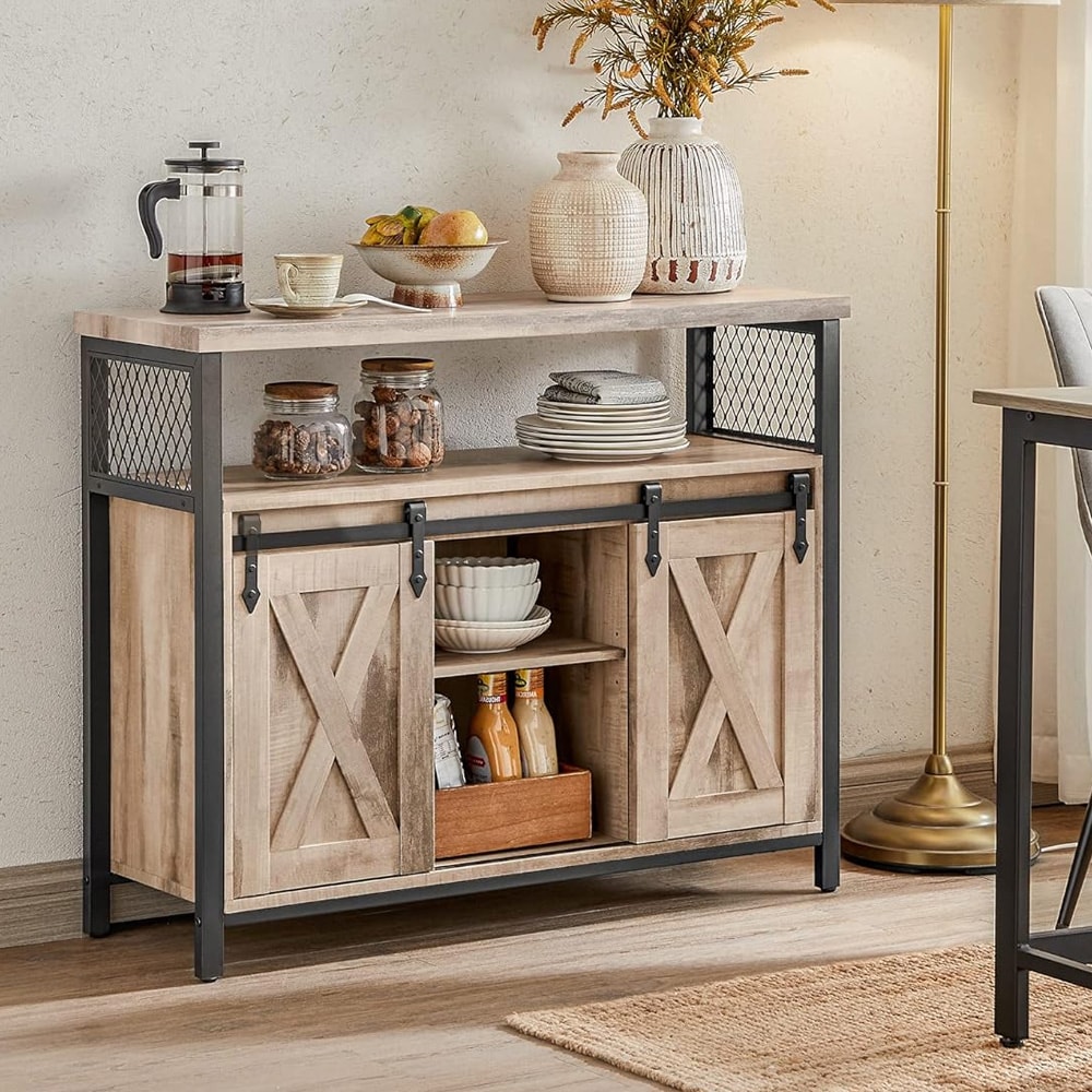 Sideboard med skjutdörrar – Brun/Svart