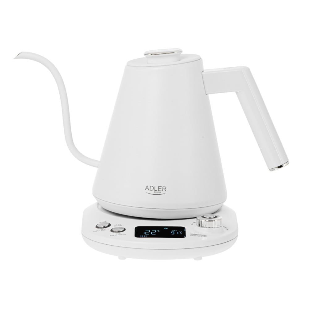 Adler vattenkokare med temperaturkontroll och svanhals – Vit