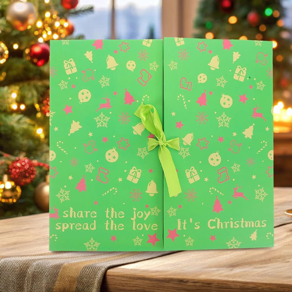 Adventskalender med 24 utdragbara lådor - Grön